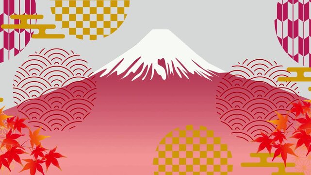 Mount Fuji and Autumn Leaves Illustration 4K