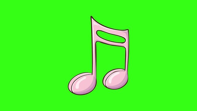 Pink musical note vector illustration isolated on green screen background