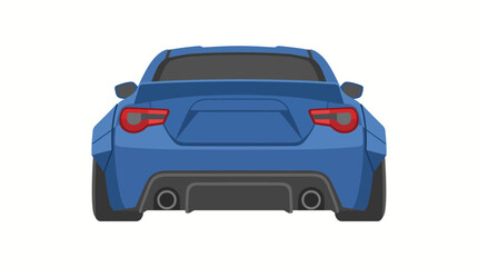 Fototapeta premium Flat Vector Illustration of a Sporty Blue Coupe Car Rear View Design