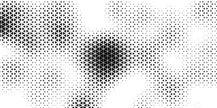 Triangular Halftone Texture Retro wave Vector Geometric Technology Abstract Background. Half Tone Triangles Retro Colored Pattern. Minimal 80s Style Dynamic Tech Structure Wallpaper