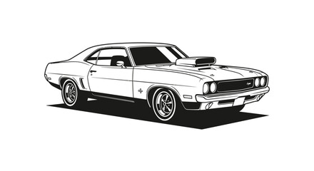 Fototapeta premium Classic muscle car performance vehicle with engine scoop