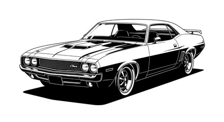 Naklejka premium Classic american muscle car front view stylized illustration