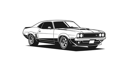 Fototapeta premium Classic american muscle car side view detailed vector illustration