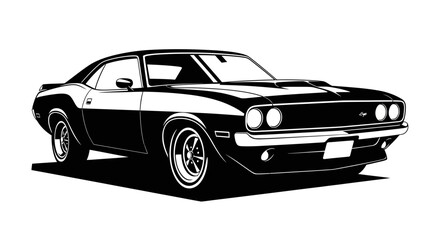 Naklejka premium Classic american muscle car silhouette with bold styling