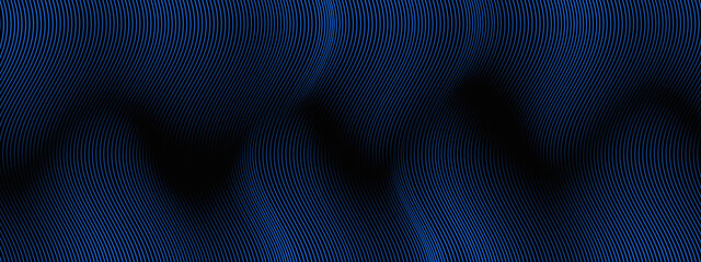 Naklejka premium Abstract Futuristic Dark Blue Wavy Lines with Halftone Dot Pattern Background