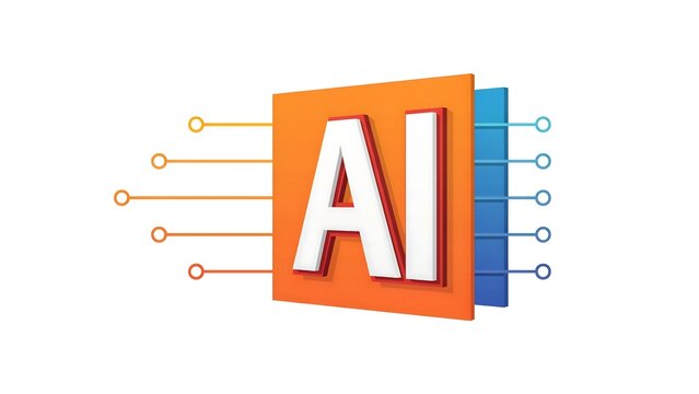 3D Artificial Intelligence Logo Concept with Circuit Board Lines and Layers for Tech Solutions