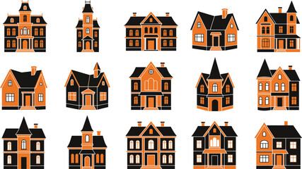 Fototapeta premium Large manor house collection for architectural visual real estate projects.