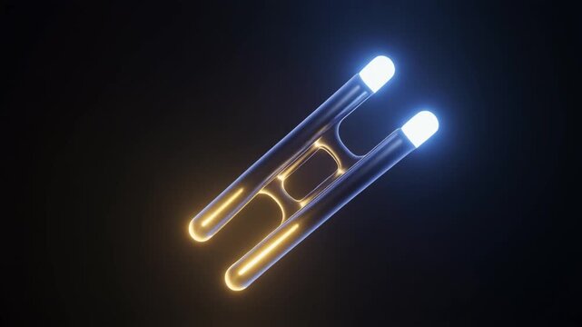 Glowing Chromosome With Telomere Cap in Gold and Blue