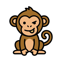 Obraz premium Cute Cartoon Monkey Character with Mischievous Expression and Swirl Tail