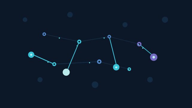 Abstract constellation animation with connected glowing nodes and geometric lines on dark background