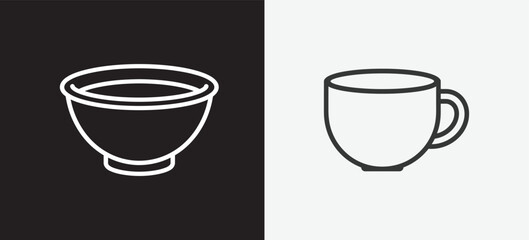Obraz premium Minimalist bowl and cup icon set Vector