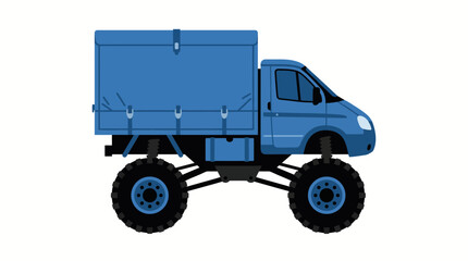 Fototapeta premium Blue Off-Road Cargo Delivery Van Crusher Concept Illustration Graphic