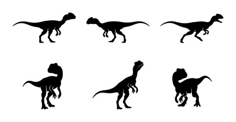 Dinosaur Silhouettes Set, Prehistoric Animal Vector Icons, Jurassic Era Creatures Collection © Touhid