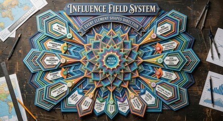 Obraz premium Influence Field System: A Complex Layered Diagram of Policy Decision Points and Factors