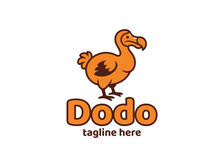 Cute orange dodo bird cartoon logo design mascot character © IconsGrid