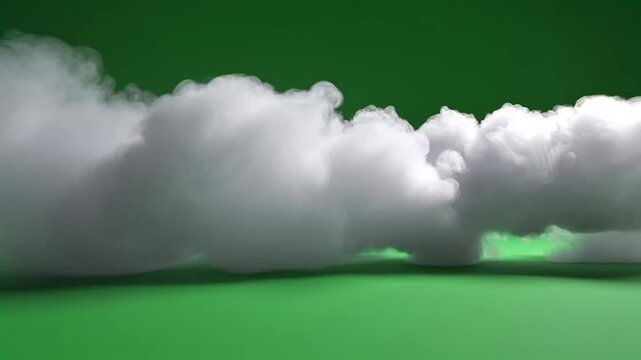 Low Rolling White Ground Fog on Green Screen