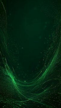 Abstract Green Digital Background with Flowing Waves and Dynamic Energy Lines