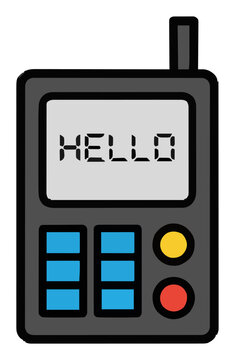 Vintage pager beeper front view vector illustration .... Generative AI