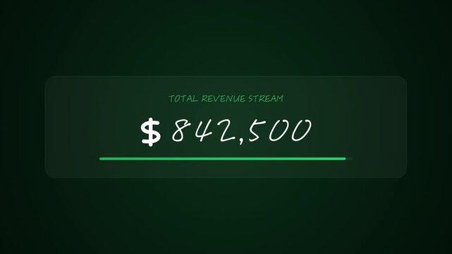 Total Revenue Stream Counter With Growing Dollar Amount