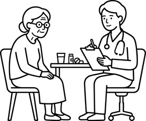 Fototapeta premium Doctor Meeting Elderly Patient Medical Consultation Healthcare Discussion