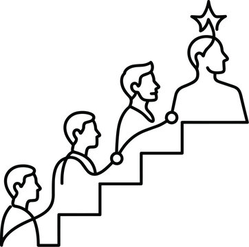 Teamwork climbing stairs to success career growth leadership goal achievement motivation