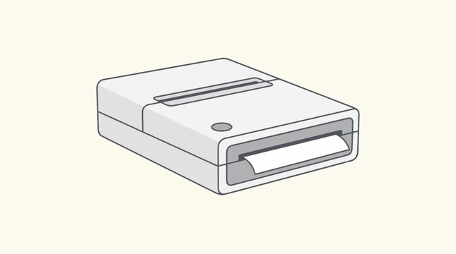 Minimalist portable thermal receipt printer isolated vector illustration on a light background