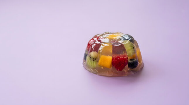 fruit jelly dessert on background