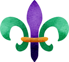 Fleur de lis symbol in watercolor style Mardi Gras colors © nabilahcholila