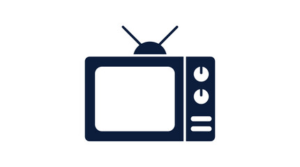 Obraz premium Retro television icon with rabbit ear antenna on a simple white background, representing vintage
