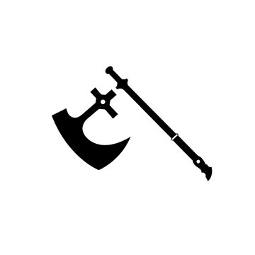Black Silhouette Parashu Axe Weapon Icon of Hindu Gods for Mythology Design