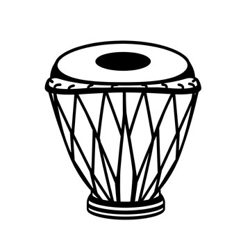 Traditional Indian Tabla Drum Line Art Vector Illustration for Music and Festival Themes