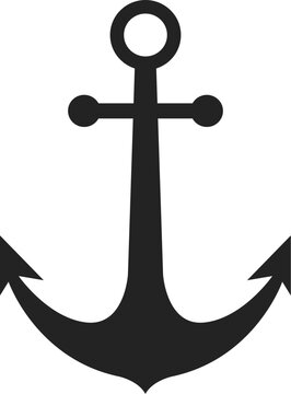 Black Anchor Symbol, Nautical Marine Vector Illustration