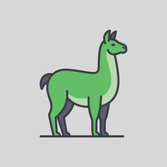 Fototapeta premium Green llama icon standing in a simple flat design style