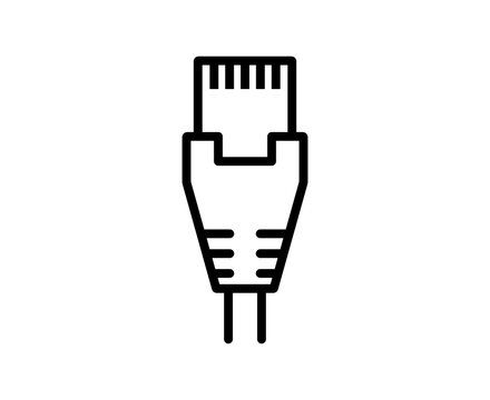 Ethernet Connector Icon &ndash; Wired Network Cable and Internet Connection Symbol.