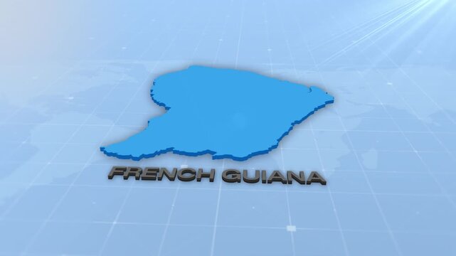 French Guiana Geographic Map Animation for Digital News Studio, Geopolitical News, Infographic Graphic and Technology Presentation Concept