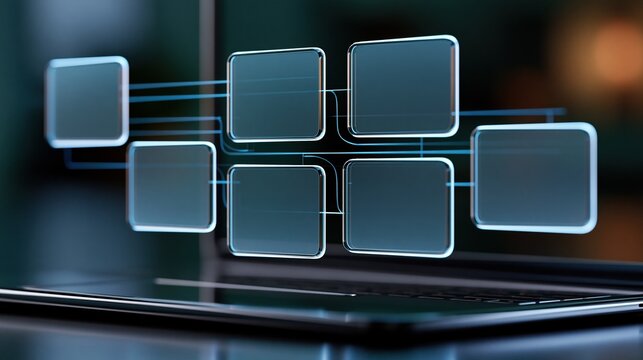 Futuristic Digital Interface with Glowing Connection Lines Displaying Data Flow