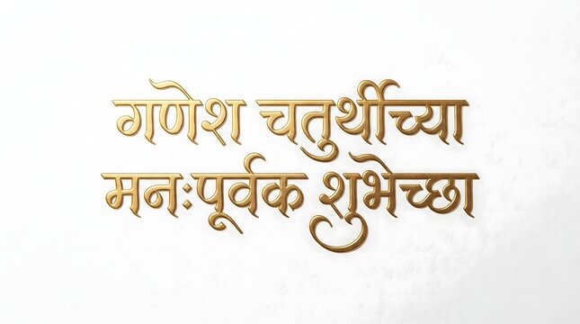 Ganesh Chaturthi Manahpurvak Shubhechha Marathi Greeting Text on Elegant White Background