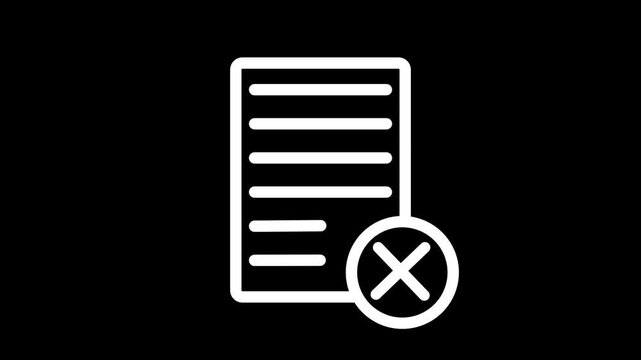 Reject document icon animated.Process, Approved, Document, Quality check, thin line icon animation.Document Reject and Signed.