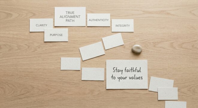 Motivational Cards with Inspirational Messages on Wooden Surface
