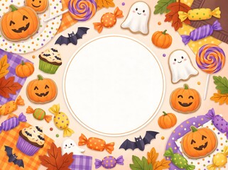 Fototapeta premium halloween candy party card border