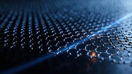 Fototapeta premium Abstract Graphene Nanomaterial Structure with Blue Light Energy Flow