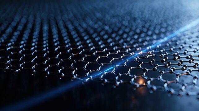 Abstract Graphene Nanomaterial Structure with Blue Light Energy Flow