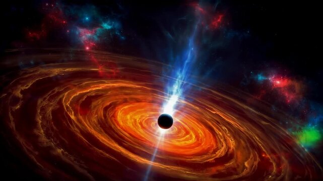 Swirling Accretion Disk Around Black Hole with Jet Emission in Deep Space Cosmic Scene