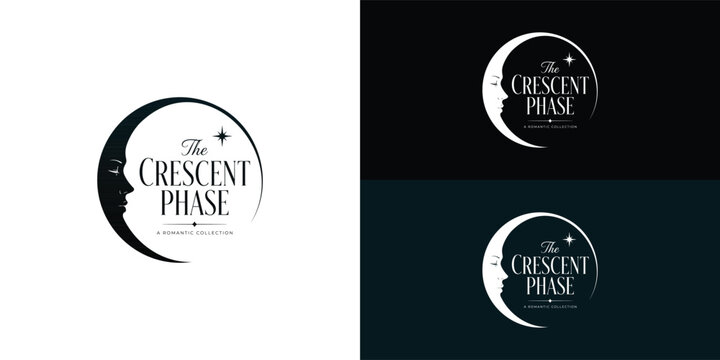 An elegant crescent moon logo with a romantic Art Deco aesthetic that combines classic jazz, piano bar, and dance influences to create a timeless musical identity.