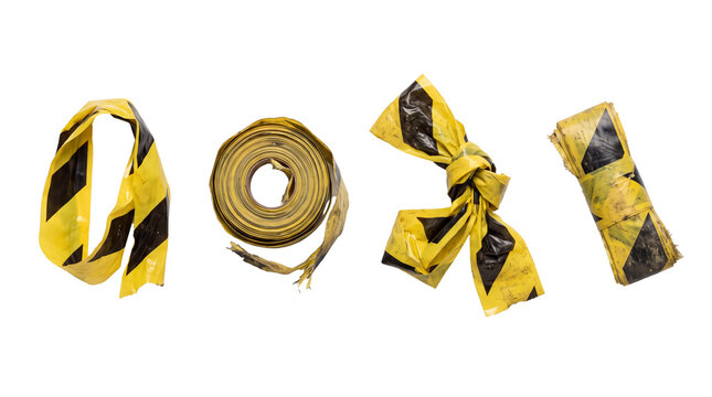 caution tape PNG set , white background as transparent