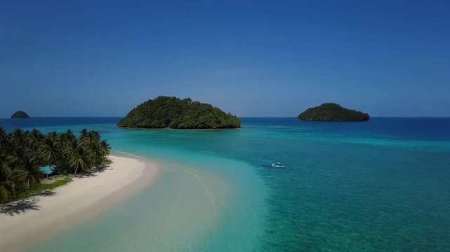 Pristine Tropical Island and Turquoise Sea 4K Generative AI