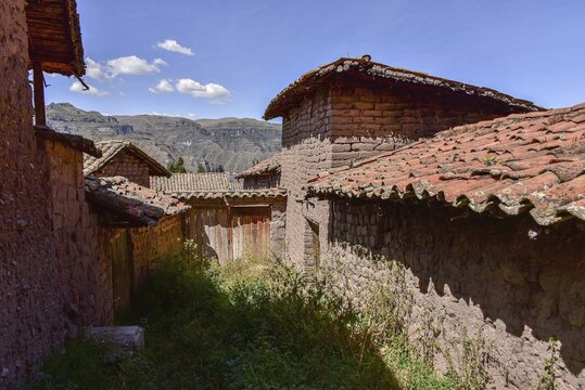 Houses in typical village, Andes, near Cusco, Peru, South America