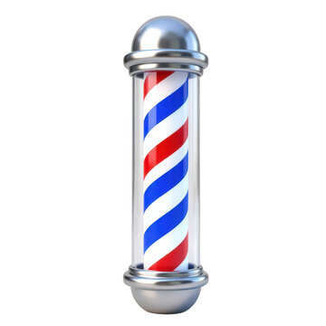 Traditional vintage barbershop pole with red blue and white stripes