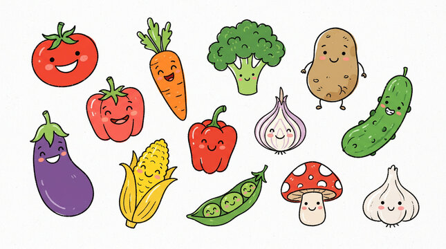 set of fresh vegetables