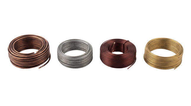 wire coil PNG set , white background as transparent